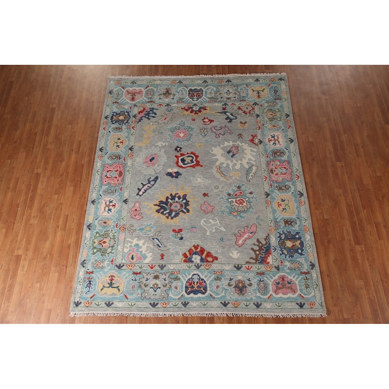 Grey Oushak Oriental Area Rug Handmade Bedroom Wool Carpet - 8'0"x 10'0"