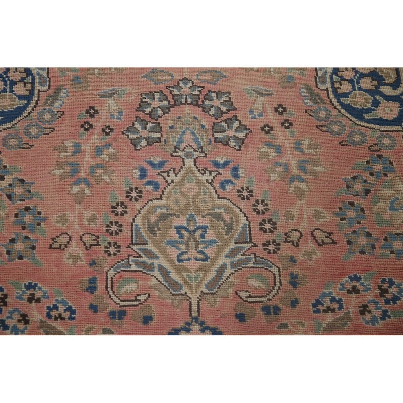 Traditional Mashad Persian Vintage Area Rug Handmade Wool Carpet - 9'5" x 12'5"