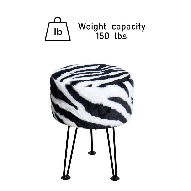 Home Soft Things Animal Pattern Ottoman Bench with Black Metal Legs