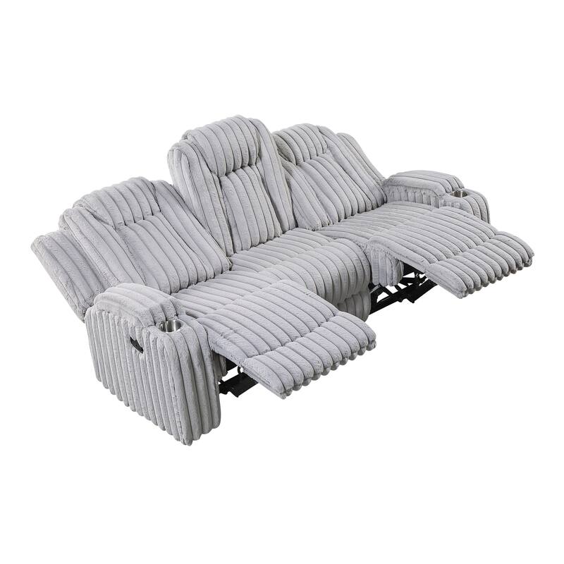 Brynda 84.5" Corduroy Manual Double Reclining Sofa with Cup Holders