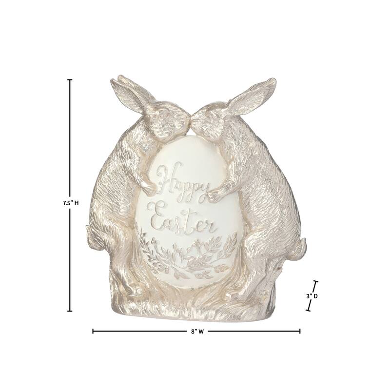 8" Resin Kissing Bunnies With Egg