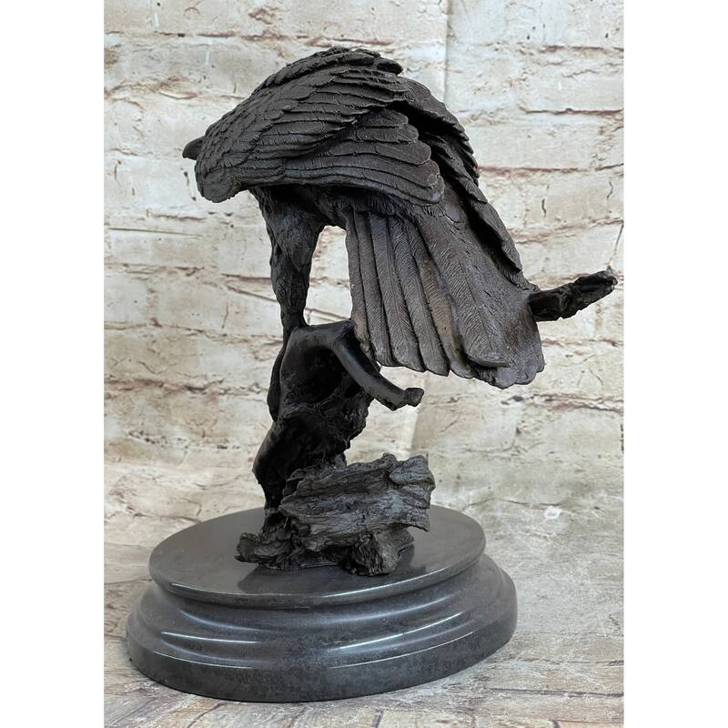 Handmade 100 Percent Real Bronze Statue American Bald Eagle Figure Sculpture Figurine