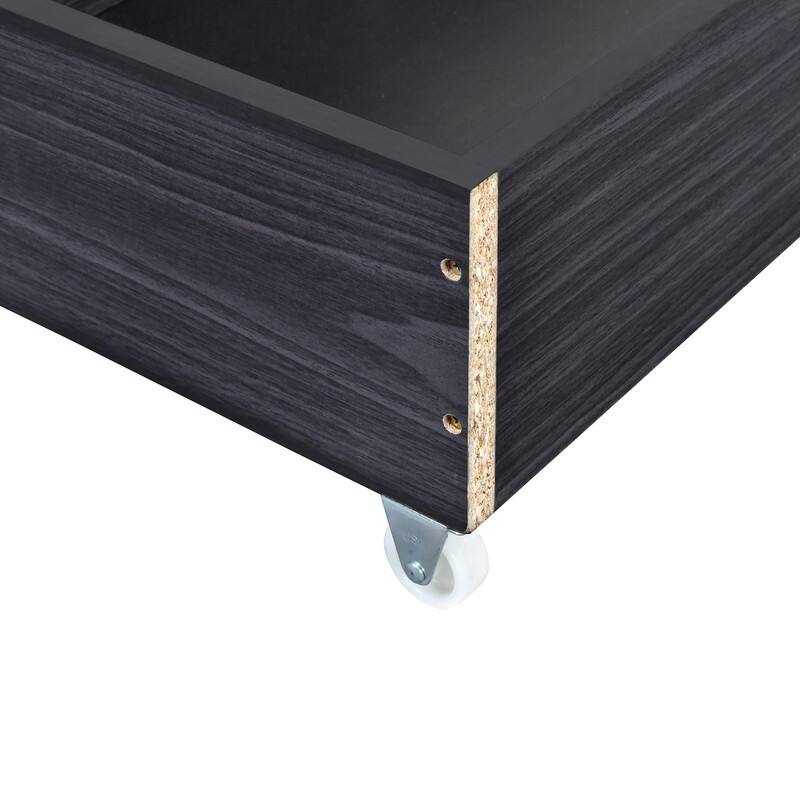 Twin Size Linen Upholstered LED Platform Bed Frame with Drawers
