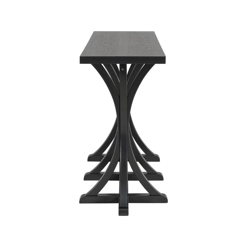 Oak Veneer Top Console Table with Curved Legs, Wooden Entryway Table Accent Table for Living Room Hallway