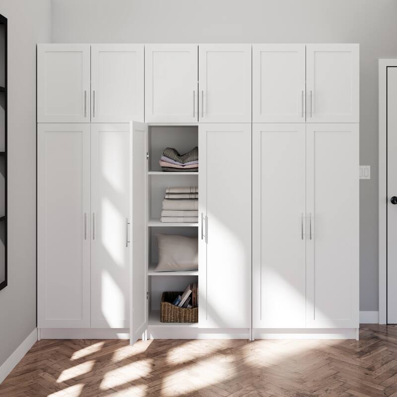 Prepac Elite 6 Piece Storage Cabinet Set with Panel Doors 16.75" D x 96" W x 89" H - 96 in W x 89 in H x 16.75 in D