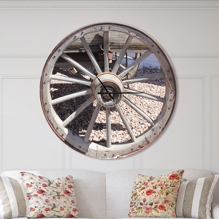 Designart 'Spanish Cottage Carriage Wheel' Oversized Farmhouse Wall CLock