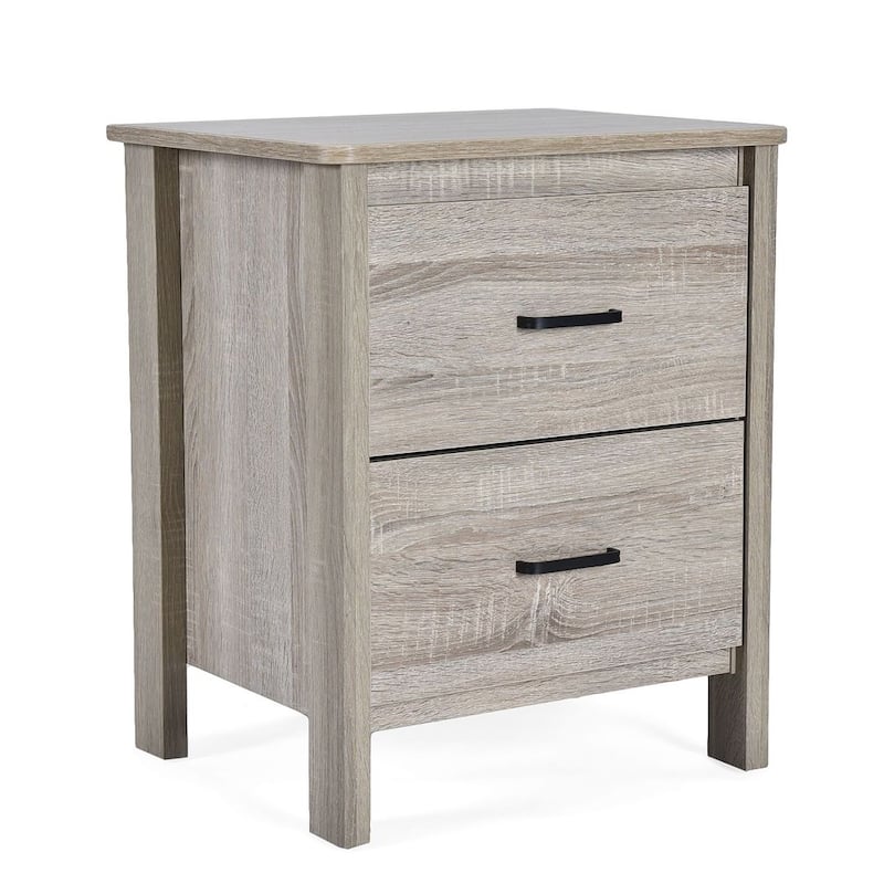 Modern Nightstand with 2 Drawers and Metal Handles by Christopher Knight Home
