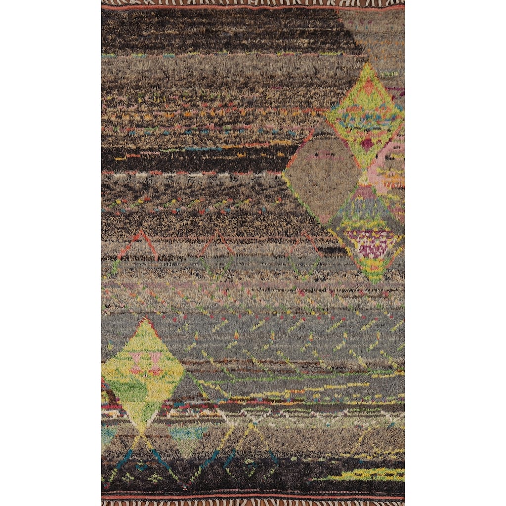 Plush Moroccan Style Area Rug Handmade Oriental Wool Carpet - 5'9" x 9'7"