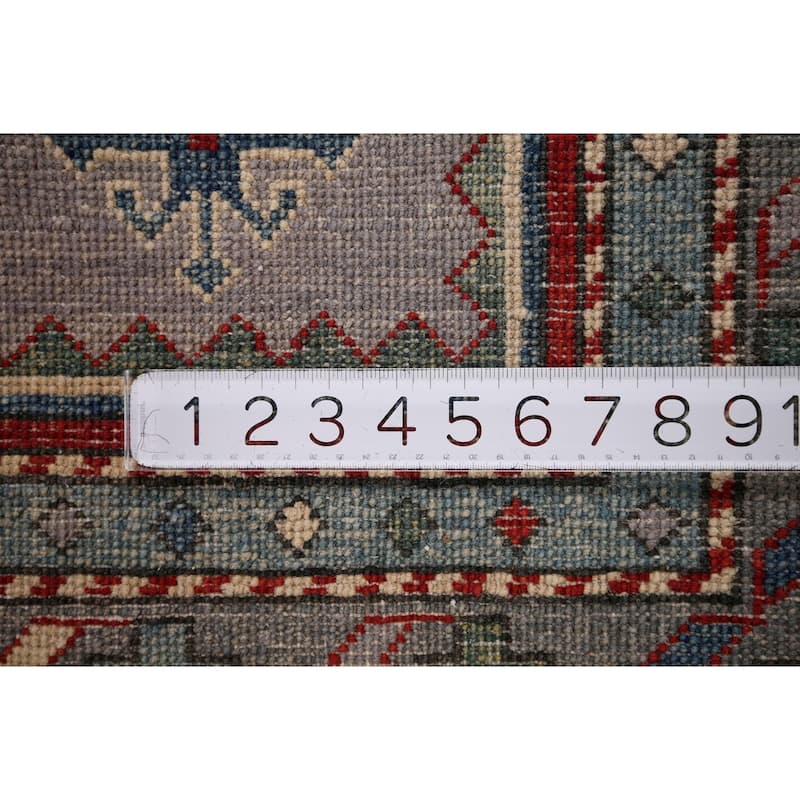 Grey Traditional Kazak Oriental Accent Rug Handmade Wool Carpet - 3'3" x 4'10"