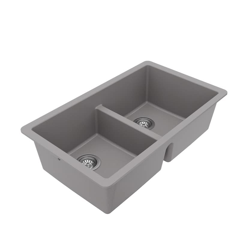 Karran 32" Undermount Double Equal Bowl Quartz Kitchen Sink Kit - 32" x 19.5" x 9"
