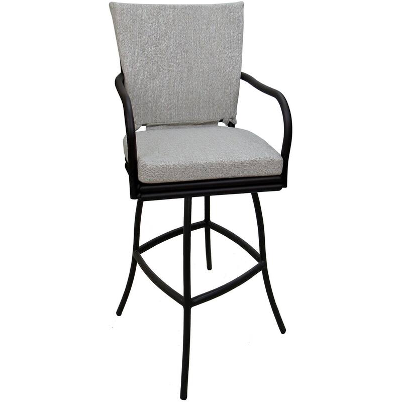 Outdoor or Indoor Counter 26", 30" or Extra Tall 34" Bar Stool - Ofir - White Linen - Black - Bar Height
