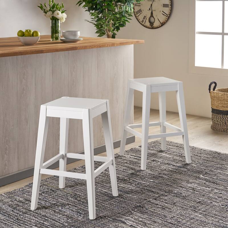 Farmhouse Wooden Counter Stool (Set of 2) by Christopher Knight Home