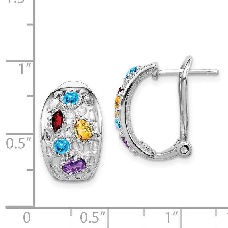Curata 925 Sterling Silver Polished Rhodium Plated Am Bt Ga Cit Omega Back Earrings Measures 18x12mm Wide