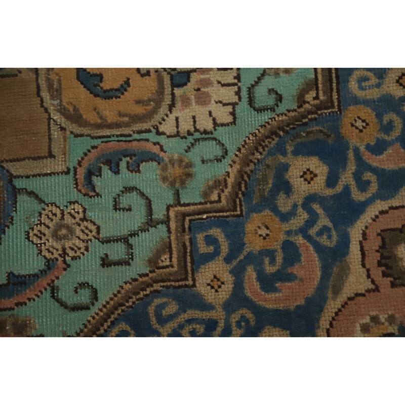 Hand Knotted Oriental 100% Wool Carpet Traditional Floral Brown Tabriz Area Rug - 12' 9'' X 9' 6''