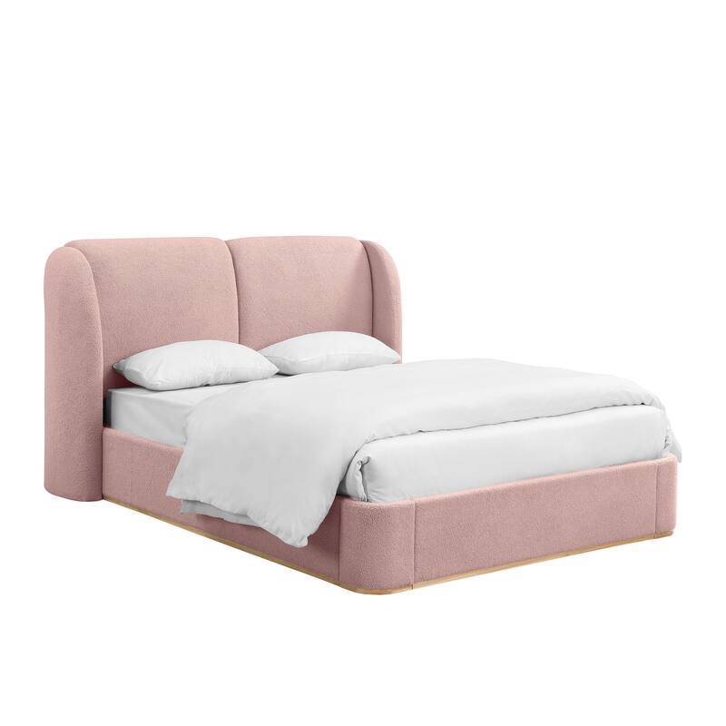 Christopher Knight Home - Valerian Boucle Upholstered Platform Bed with Double-Pillow Headboard
