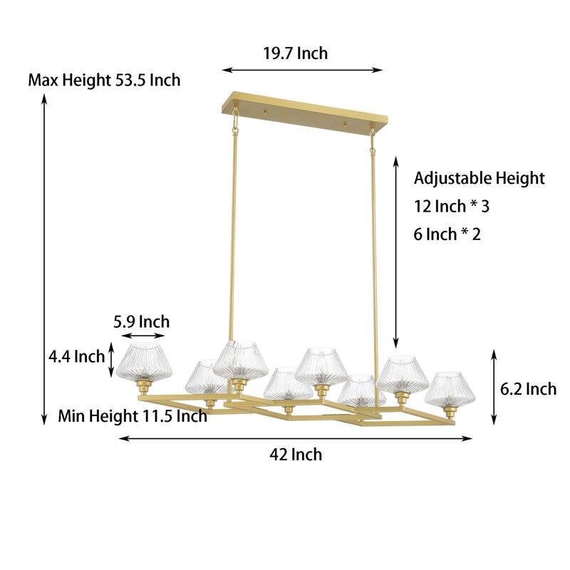 Acroma - 8 Light Steel & Glass Dimmable Chandelier - N/A