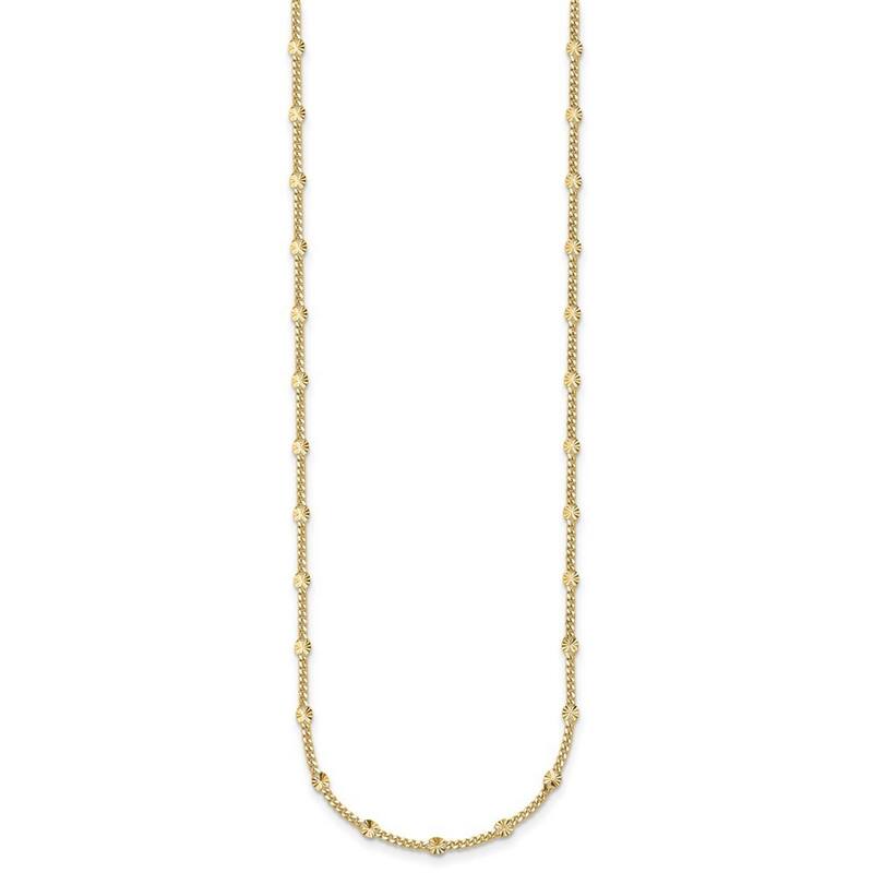 Curata Italian 14k Yellow Gold 2.8mm Fancy Curb Link Chain Necklace (Lobster)