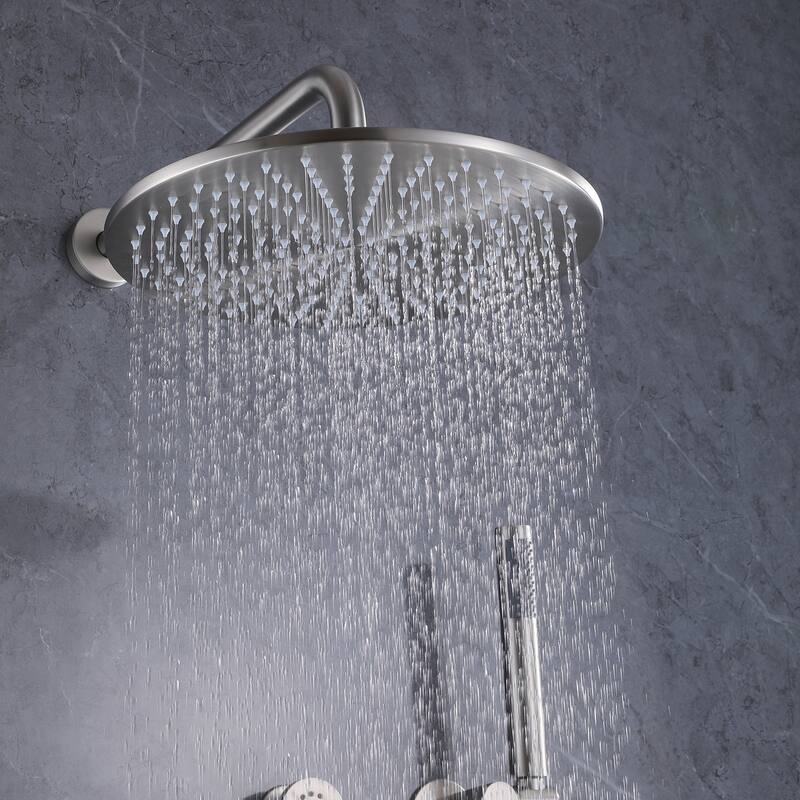 Rbrohant 11" Rainfall Shower Faucet System Massage Jet w/ Mixer Valve