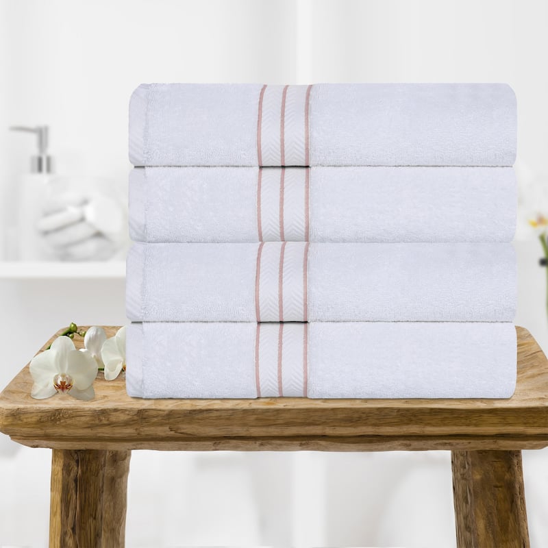 Turkish Cotton Plush Heavyweight Bath Towel Set of 4 by Superior - Tea Rose