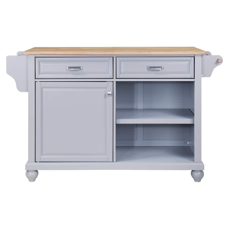 Kitchen Island with Foldable Tabletop, Kitchen Trolley Cart with Locking Wheels, Rolling Island Cart with 1 Door & 2 Drawers