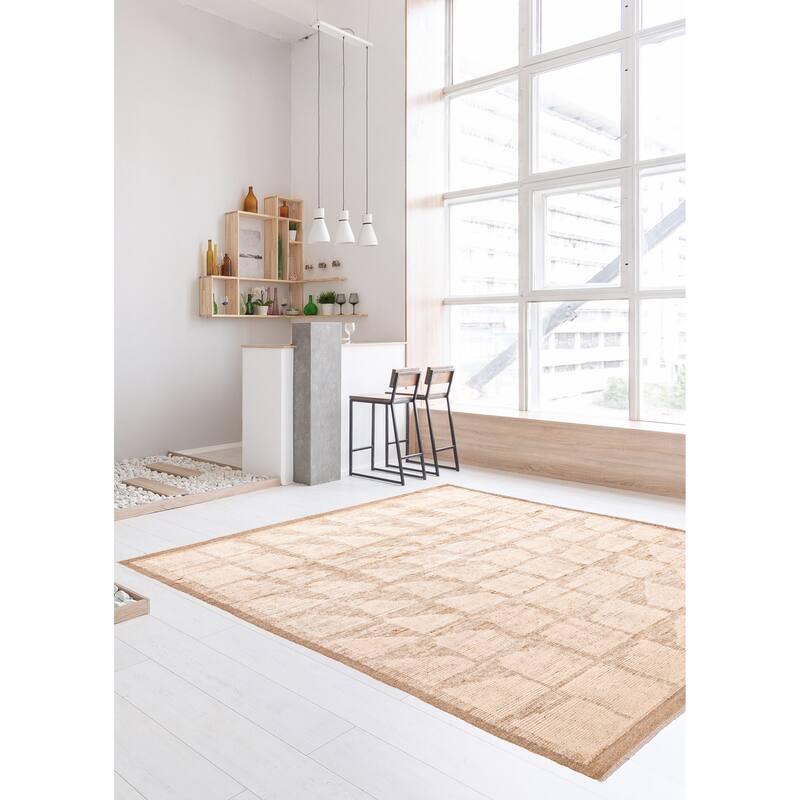 ECARPETGALLERY Hand-knotted Pak Finest Marrakesh Ivory Wool Rug - 7'11 x 10'2