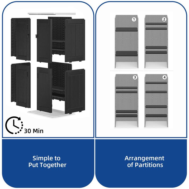 Outdoor Storage Shed with 4 Shelves - N/A