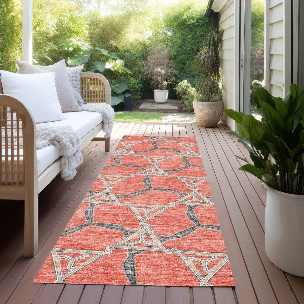 Machine Washable Indoor/ Outdoor Transitional Links Chantille Rug