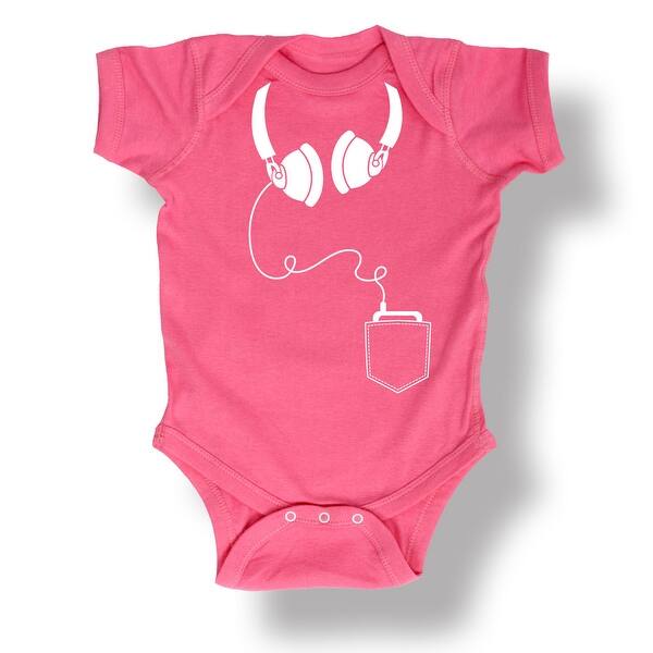Shop Headphones Pocket Music Novelty Tech Funny Baby One Piece
