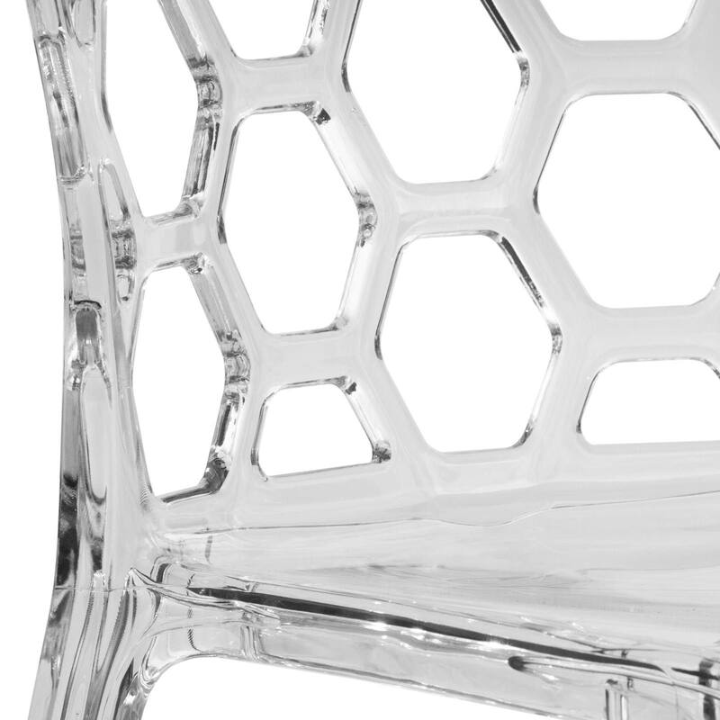 Stackable Acrylic Dining Chair with Honeycomb Open Back Design Accent Side Chair