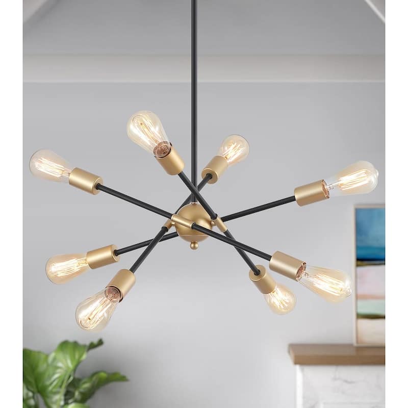 8 lights pendant light black and gold entryway light iron sputnik light