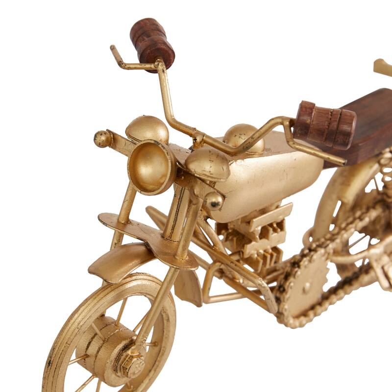 Brown or Gold Metal Motorcycle Sculpture (Set of 2)