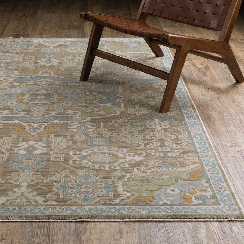 Meadow Bohemian Medallion Brown/ Teal Area Rug - 3' 3" x 5' - Rectangle