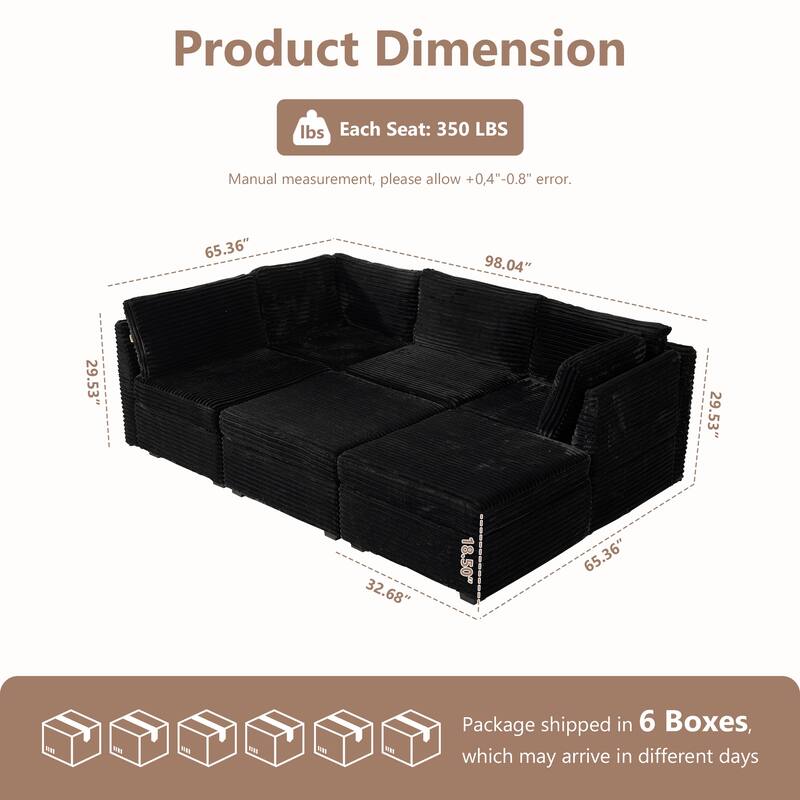 XIZZI Modular Sectional Sofa Chaise Couch with Ottoman