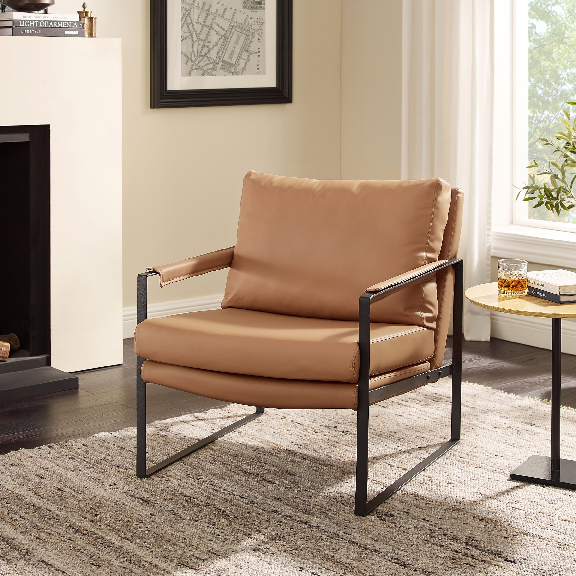 Art Leon Mid-centuery Modern Genuine Leather Chair