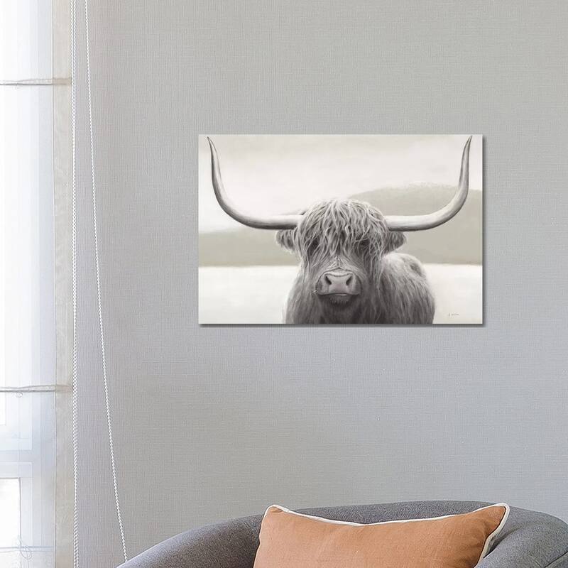 iCanvas "Highland Cow Neutral" by James Wiens Canvas Print