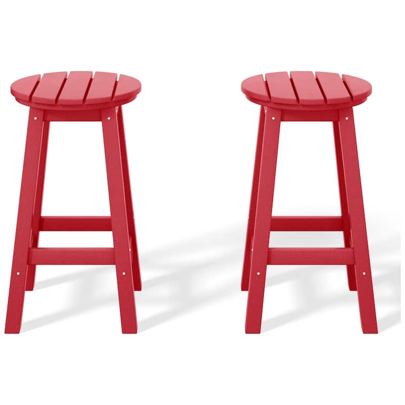 Laguna Hdpe All Weather Outdoor Patio 24" Round Counter Stool (Set Of 2)