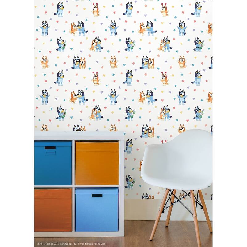 Bluey and Bingo Hearts Multicolor Peel and Stick Wallpaper