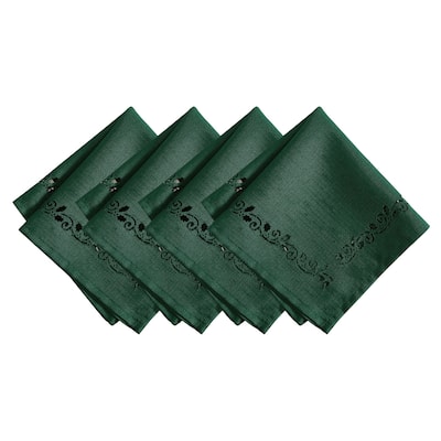 Holly Scroll Laser Cut Napkins, Set of 4 - 17"x17"