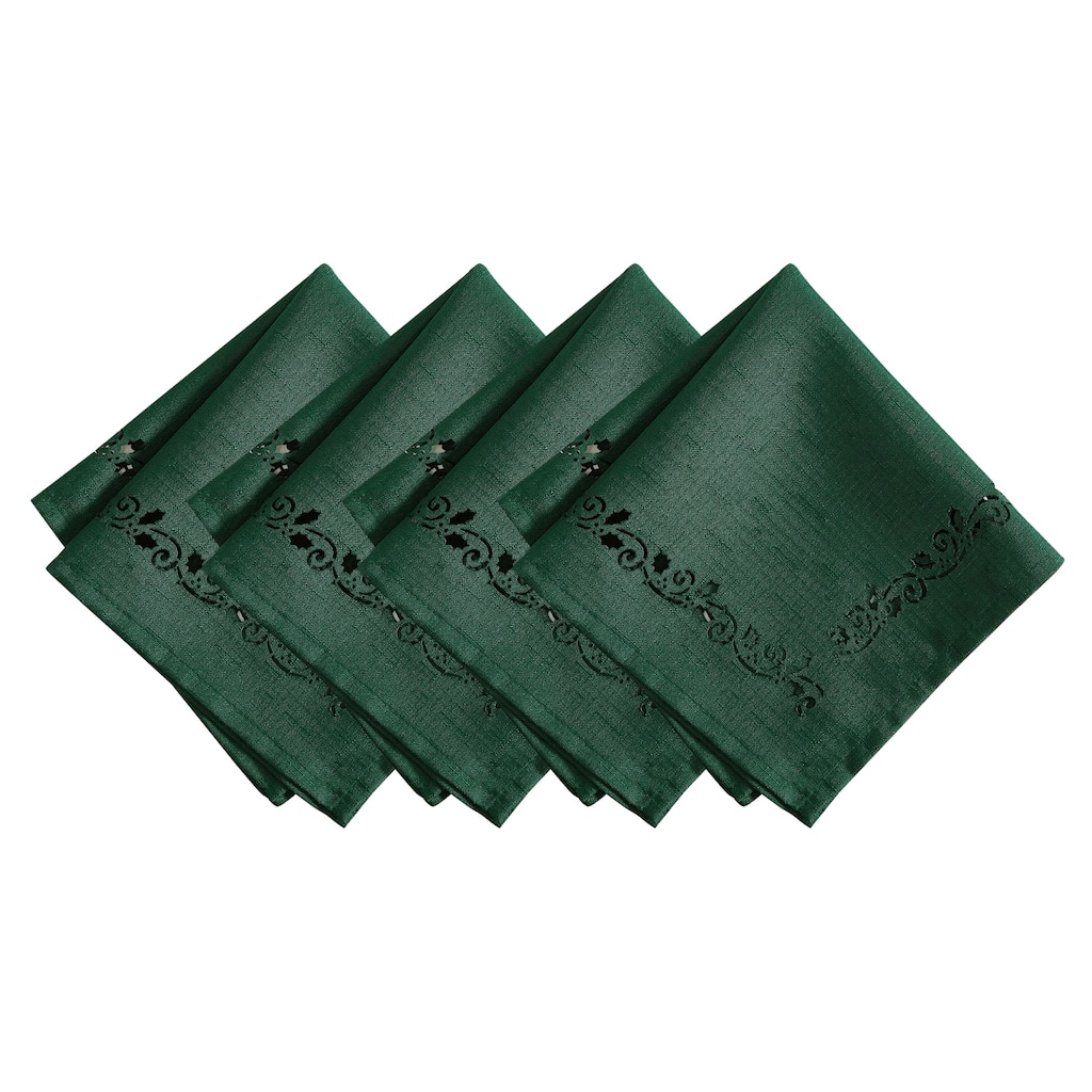Holly Scroll Laser Cut Napkins, Set of 4 - 17"x17"