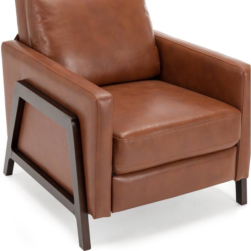 Brown Modern Upholstered Recliner with Solid Wood Frame
