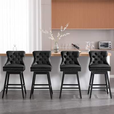 26"/29" Faux Leather Swivel Counter or Bar Height Stools with Wood Frame, Set of 1/2/3/4