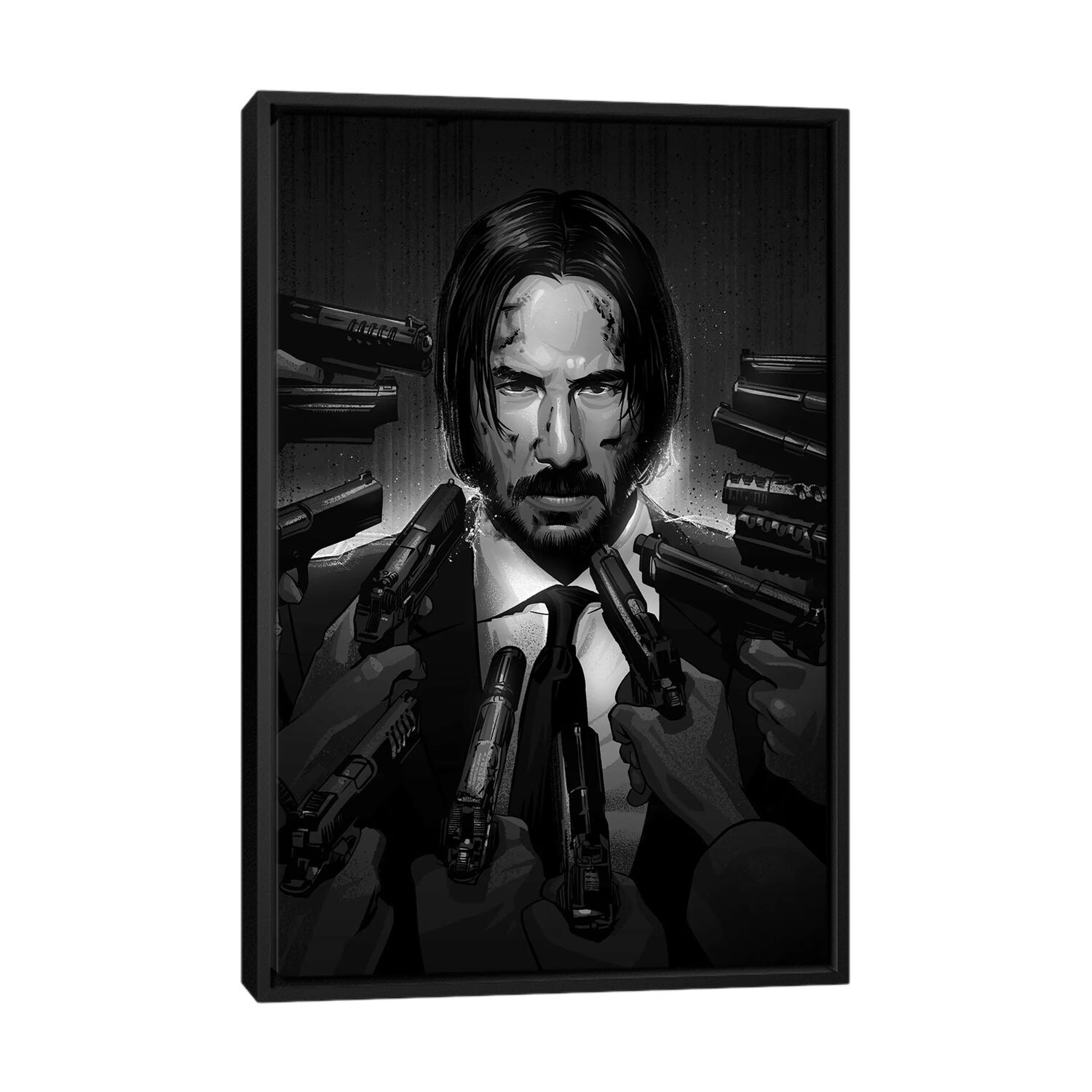 iCanvas ""John Wick In Black And White"" by Nikita Abakumov Framed Canvas Print -  AKM37