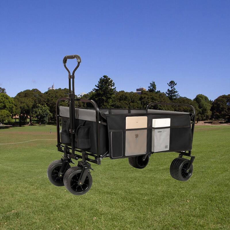 3.1 cu ft. Steel Foldable Wagon Cart - Black