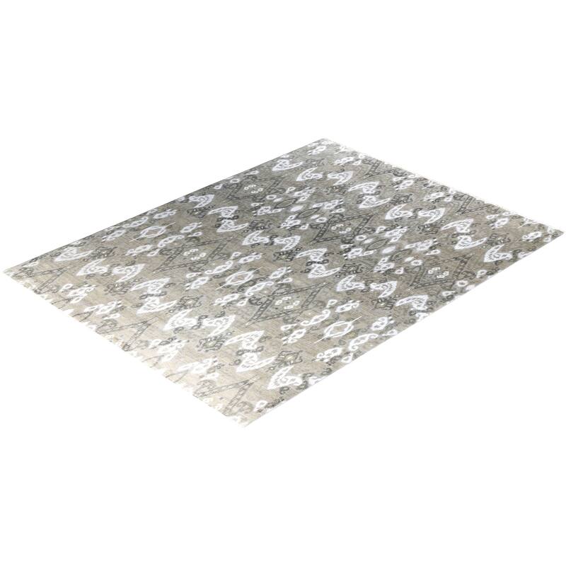 Ikat One-of-a-Kind Hand-Knotted Area Rug, Gray - 9' 0" x 12' 1"