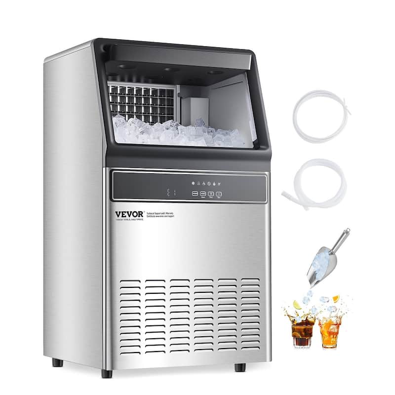 110LBS/24H Freestanding Ice Maker Machine with 50 Trays and Self-Cleaning Quiet Operation - 17.5 x 15.9 x 31.3 in