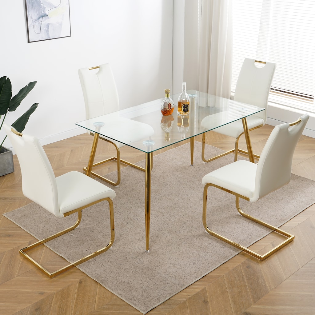 Modern Dining Chairs with Faux Leather Padded Seat