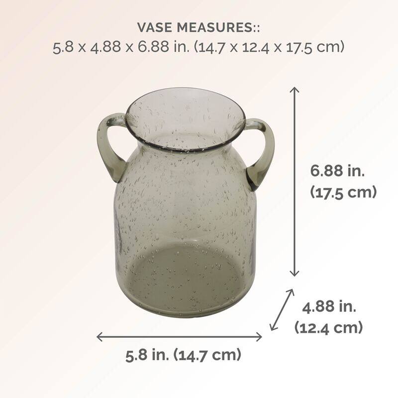 Elements Green Handled Glass Vase, 6X7 Inch