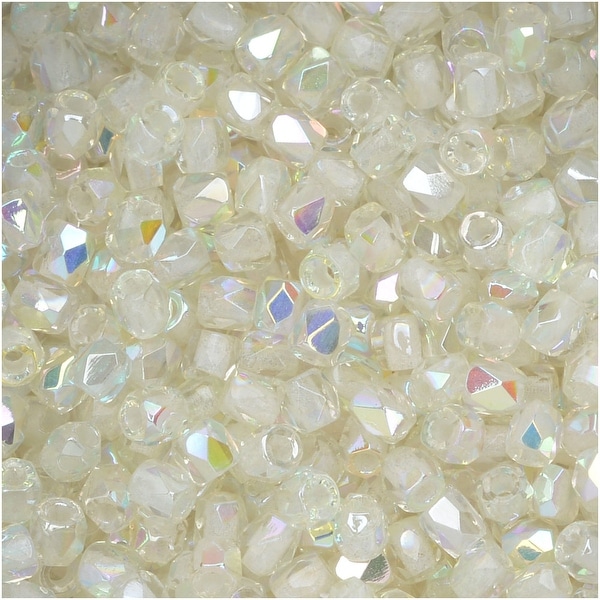 True2 Czech Fire Polished Glass, Faceted Round 2mm, 50 Pieces, Crystal Green Rainbow. Opens flyout.