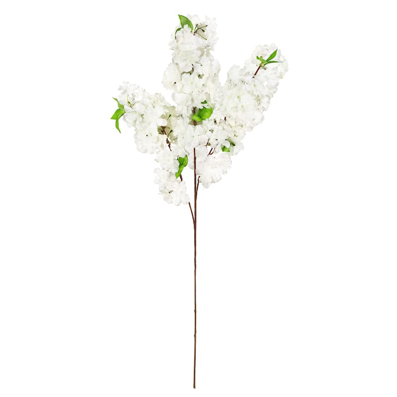 Set of 3 Cream White Artificial Triple Bloom Cherry Blossom Flower Stem Spray 41in - 41" L x 12" W x 5" DP - Cream White