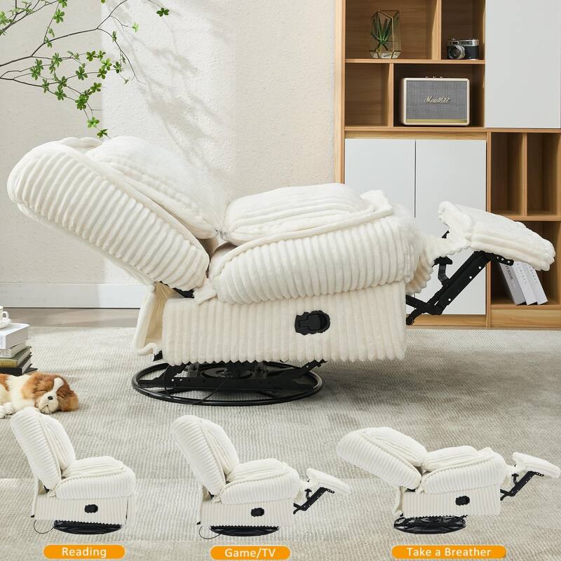 360° Swivel Rocking Single Sofa,Recliner Sofa, Manual Glider Rocking Armless Chair,Living Room Office - Beige